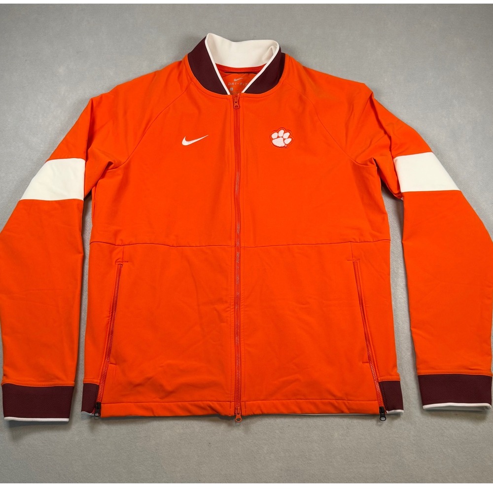 Nike Clemson Tigers Dri-FIT Full Zip Jacket Mens Medium Orange Bomber Track Coat